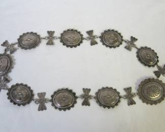 Fred Harvey Era Navajo Sterling Silver Stamped Link Concho Belt