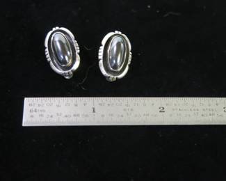 Nez Sterling Silver Black Onyx Clip-On Earrings