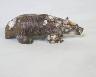 Ronnie Lunasee Zuni Carved Picasso Marble Bear Fetish