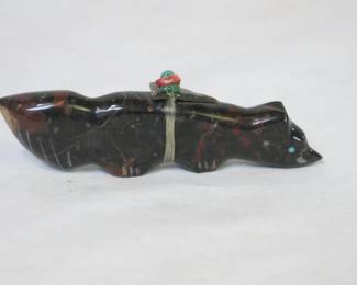 Lena Boone Zuni Carved Indian Paint Stone Badger Fetish