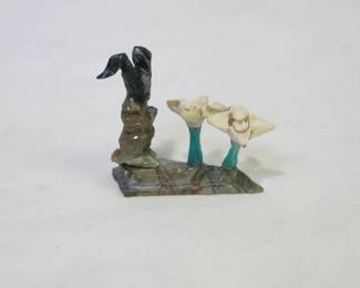 Estaban Najera Zuni Carved Rabbit and Flowers Fetish