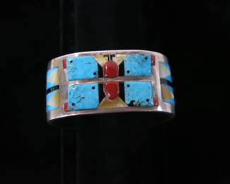 LE RM Butterfly Zuni Channel Inlay Cuff Bracelet