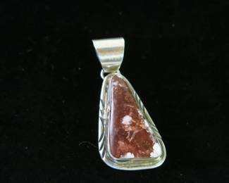 Wild Horse Jasper and Sterling Silver Navajo Pendant