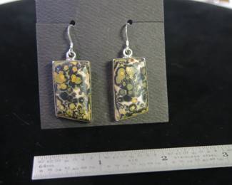 Navajo Silver and Leopard Skin Jasper Earrings