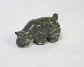 Rosella Lunasee Zuni Carved Black Marble Bobcat Fetish
