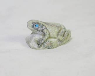 Michael Coble Zuni Carved Grey Travertine Spotted Frog Fetish