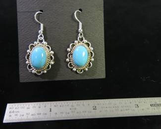 Robinson Martinez Navajo Silver and Sleeping Beauty Turquoise Earrings