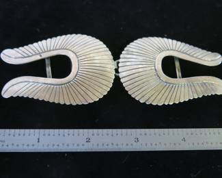 Vintage Navajo Sterling Silver Two Part Wing Belt Buckle