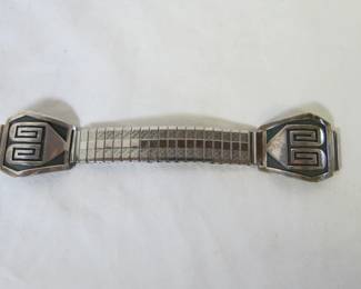 Navajo Double Lifeline Etched Sterling Silver Watch Band