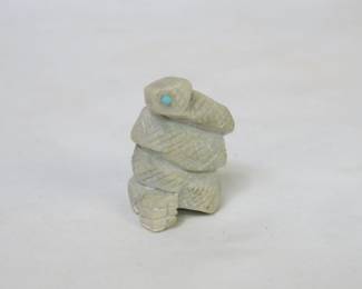 Kent Bateah Zuni Carved Picasso Marble Rattlesnake Fetish