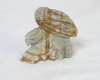 Wilfred Cheama Zuni Carved Picasso Marble Eagle Fetish