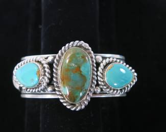 Vintage Royston Turquoise and Silver Cuff Bracelet