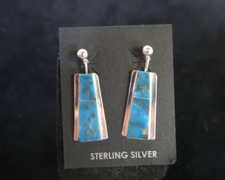 Jimmy Jackson Navajo Sterling Silver and Turquoise Linear Earrings