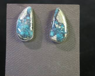 Billy Jaramillo Sterling Silver and Ithaca Peak Turquoise Earrings