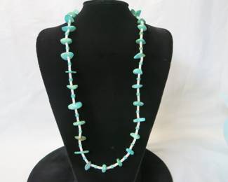 Vintage Santo Domingo Heishi and Graduated Turquoise Nugget Necklace