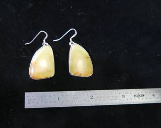 Fred Weekoty Zuni Silver and Lemon Lime Turquoise Earrings