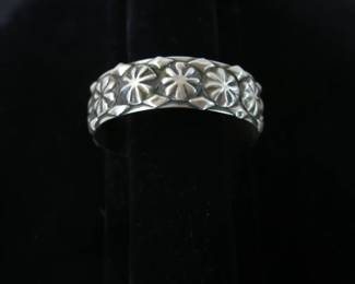 Old Pawn Sterling Silver Concho Star Cuff Bracelet