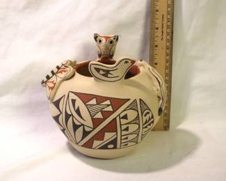 Jemez Polychrome Molded Animal Effigy Pot