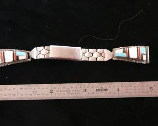 Old Pawn Zuni Silver Inlay Watch Band 