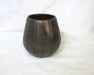 Angie Yazzie Taos Pueblo Black Micaceous Melon Vase