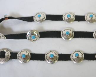 Jimmy Jackson Navajo Sterling Silver and Sleeping Beauty Turquoise Petit Point Concho Belt