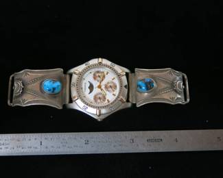 Fossil Chronograph Watch with Navajo Bisbee Turquoise and Silver Watch Band