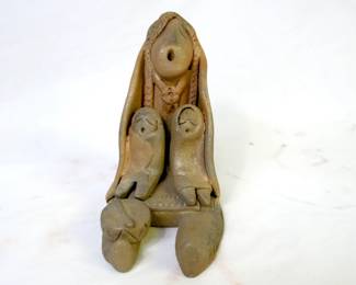 Misty Ortiz Taos Pueblo Micaceous Two Child Storyteller