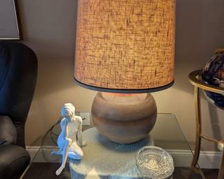 MCM lamps (2) perfectly perfect! German porcelain statue.
