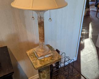 Onyx Column pedestal with lamp (2 of them)
