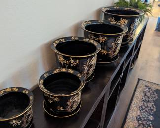 Asian motif nesting pots