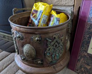 Vintage and Unique cooper and brass bin.