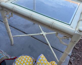 Bamboo fretwork tables, a pair 