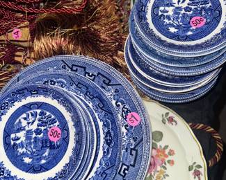 Lots of blue willow dishes, everything priced to SELL