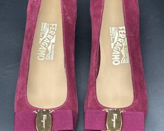 Salvatore Ferragamo Ladies Plum Suede Shoes, Sz 8C