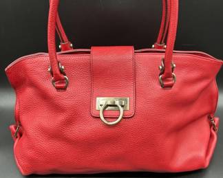 Red Italian Leather Purse by Salvatore Ferragamo