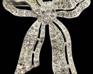 Trifari Rhinestone Bow Brooch 