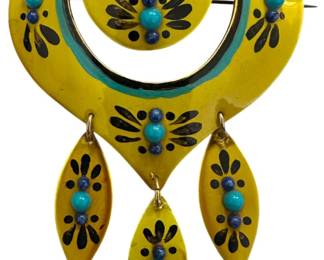 Yellow Enamel Statement Brooch 