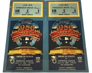 1986 Astros All Star Game Tickets 