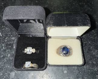 Sterling US Navy ring & faux diamond rings