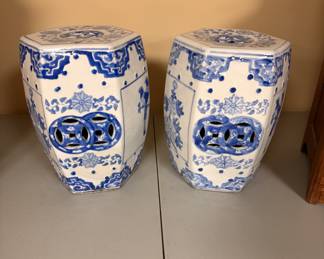 Miniature ceramic garden seats