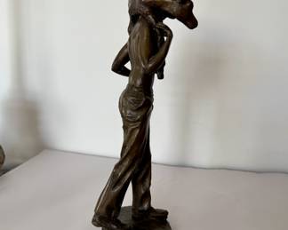 Bronze sculpture - Boy w/calf - Christopher Parks