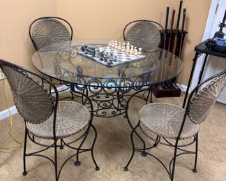Wrought iron table & chairs set