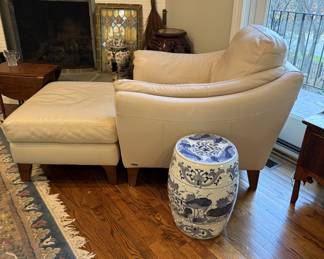 Natuzzi leather chair & ottoman