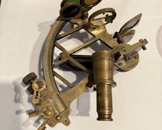 Vintage brass sextant w/case