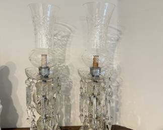 Pair viintage crystal lustre lamps