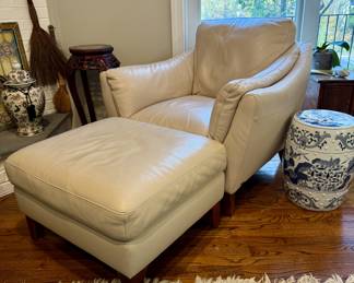 Natuzzi leather chair & ottoman