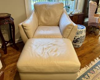 Natuzzi leather chair & ottoman