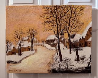 Oil painting - snow scene - Gloria R. Hinkel