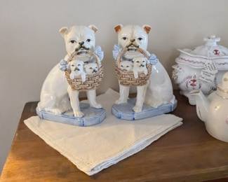 Fitz and Floyd bulldogs with puppies 1983