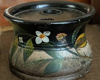 Hand-Painted vintage wooden inkwell, similar to Silliman inkwells 